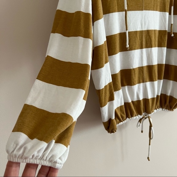 Aerie Womens Gold White Striped
Oversized Baggy Lounge Pullover Hoodie - Picture 4 of 8